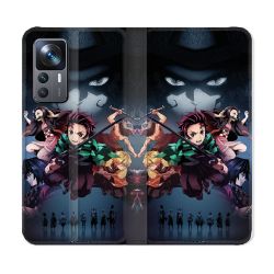 Housse Cuir Portefeuille Pour Xiaomi 12T Manga Demon Slayer Noir