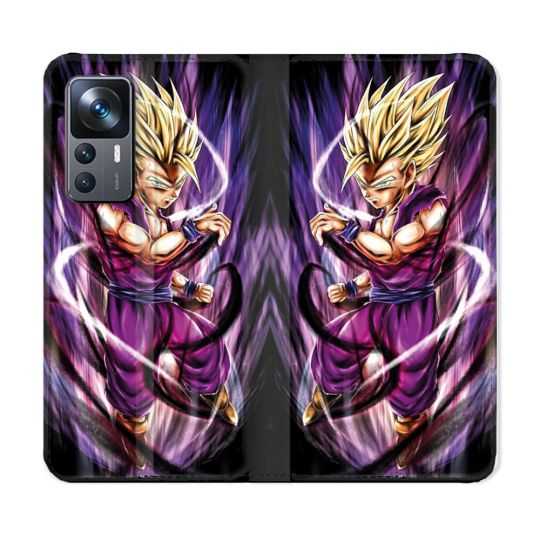 Housse Cuir Portefeuille Pour Xiaomi 12T Manga Dragon Ball Sangohan Violet