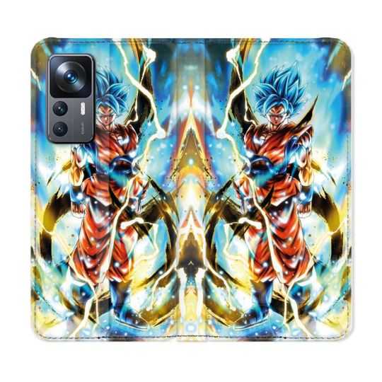 Housse Cuir Portefeuille Pour Xiaomi 12T Manga Dragon Ball Sangoku Blanc