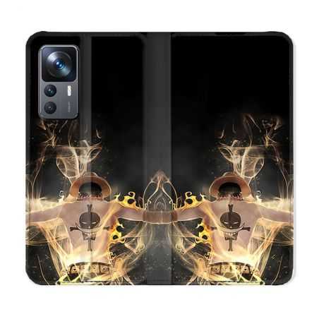 Housse Cuir Portefeuille Pour Xiaomi 12T Manga One Piece Ace Noir