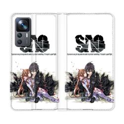 Housse Cuir Portefeuille Pour Xiaomi 12T Manga SAO sword Art Online Blanc