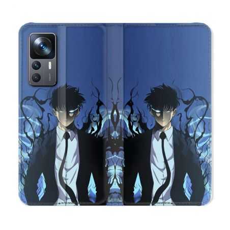 Housse Cuir Portefeuille Pour Xiaomi 12T Manga Solo Leveling Sung Bleu
