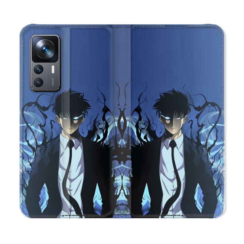 Housse Cuir Portefeuille Pour Xiaomi 12T Manga Solo Leveling Sung Bleu