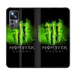 Housse Cuir Portefeuille Pour Xiaomi 12T Monster Energy Vert