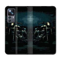 Housse Cuir Portefeuille Pour Xiaomi 12T Moto Harley Vintage