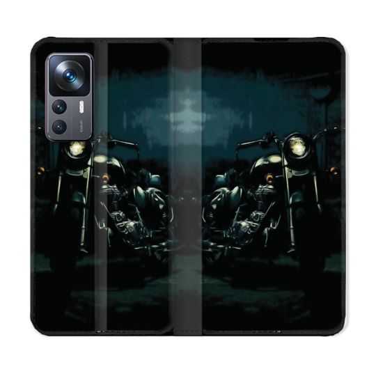 Housse Cuir Portefeuille Pour Xiaomi 12T Moto Harley Vintage