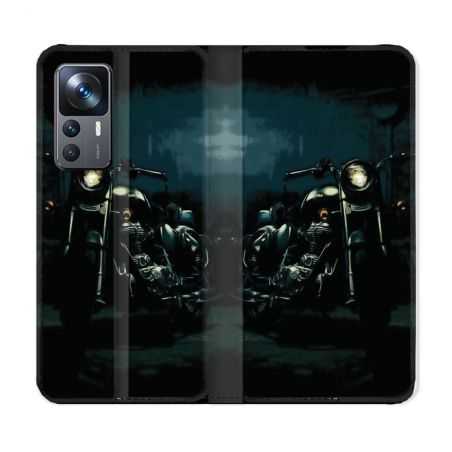 Housse Cuir Portefeuille Pour Xiaomi 12T Moto Harley Vintage