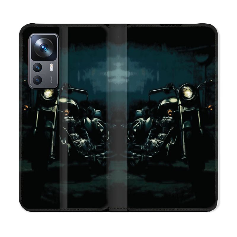 Housse Cuir Portefeuille Pour Xiaomi 12T Moto Harley Vintage