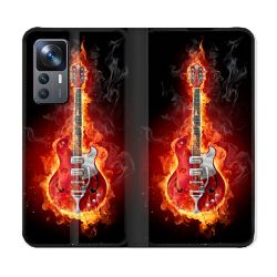 Housse Cuir Portefeuille Pour Xiaomi 12T Musique Guitare Electrique