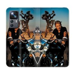 Housse Cuir Portefeuille Pour Xiaomi 12T Musique Johnny Hallyday Moto