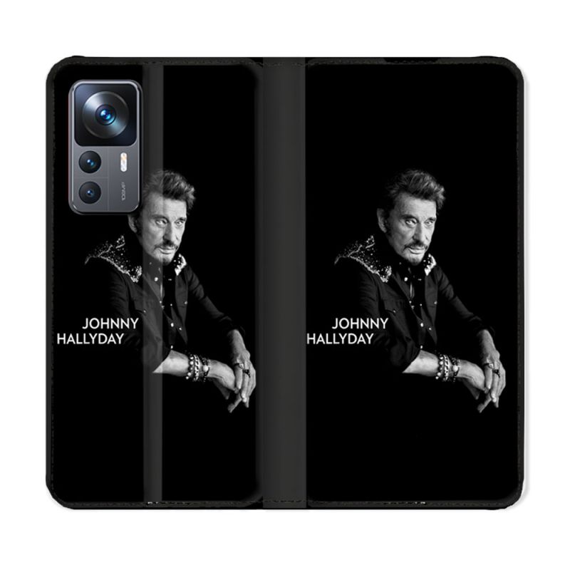 Housse Cuir Portefeuille Pour Xiaomi 12T Musique Johnny Hallyday Noir