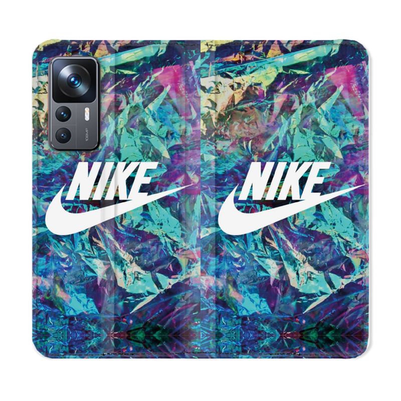 Housse Cuir Portefeuille Pour Xiaomi 12T Nike Turquoise