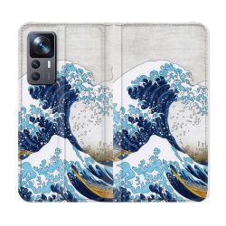 Housse Cuir Portefeuille Pour Xiaomi 12T Peinture La Grande Vague