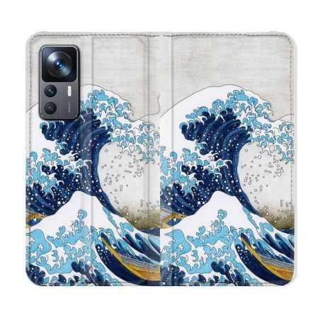 Housse Cuir Portefeuille Pour Xiaomi 12T Peinture La Grande Vague