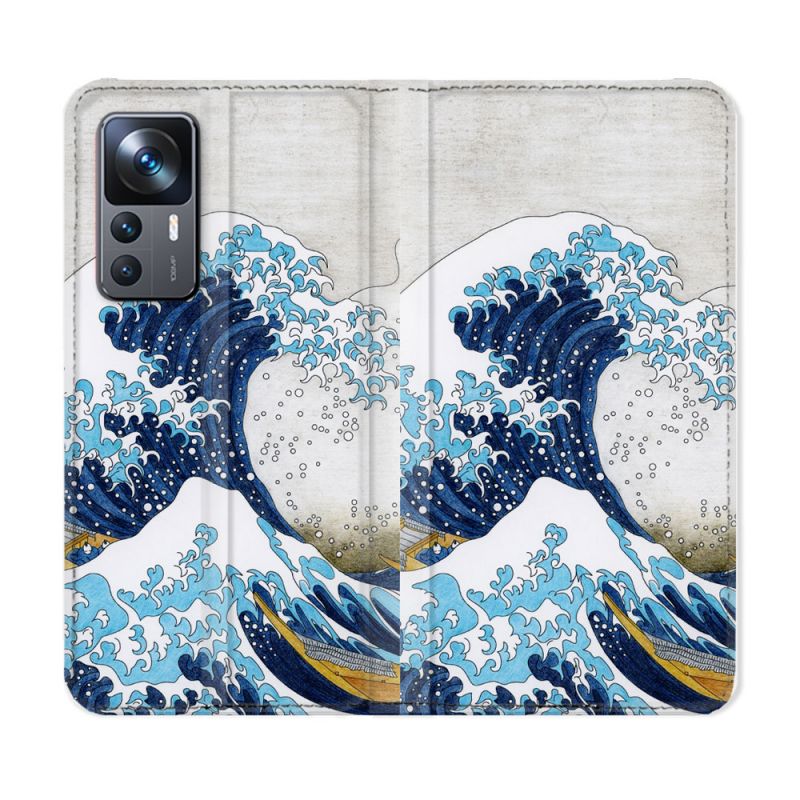 Housse Cuir Portefeuille Pour Xiaomi 12T Peinture La Grande Vague