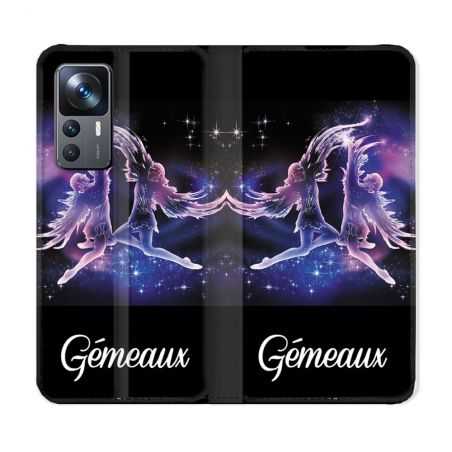 Housse Cuir Portefeuille Pour Xiaomi 12T Signe Zodiaque 2 Gémeaux