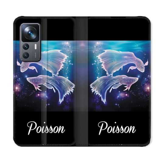 Housse Cuir Portefeuille Pour Xiaomi 12T Signe Zodiaque 2 Poisson