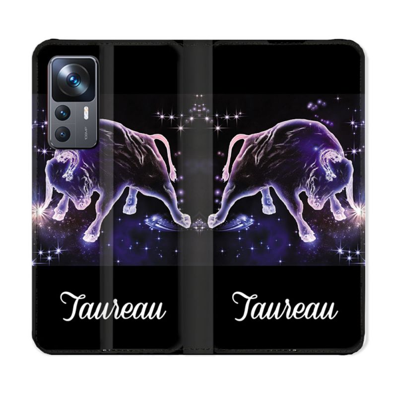 Housse Cuir Portefeuille Pour Xiaomi 12T Signe Zodiaque 2 Taureau