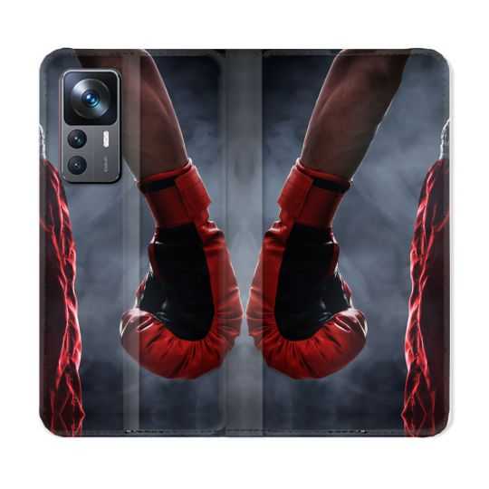 Housse Cuir Portefeuille Pour Xiaomi 12T Sport Boxe Gant Rouge