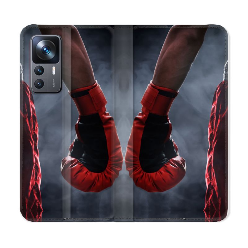 Housse Cuir Portefeuille Pour Xiaomi 12T Sport Boxe Gant Rouge