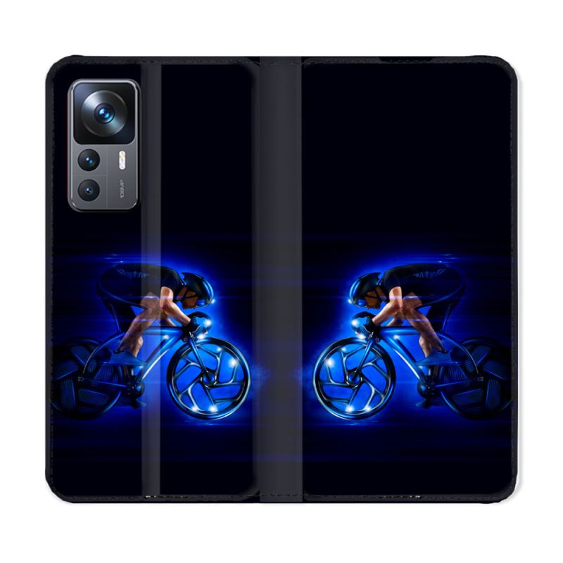 Housse Cuir Portefeuille Pour Xiaomi 12T Sport Cyclisme Bleu