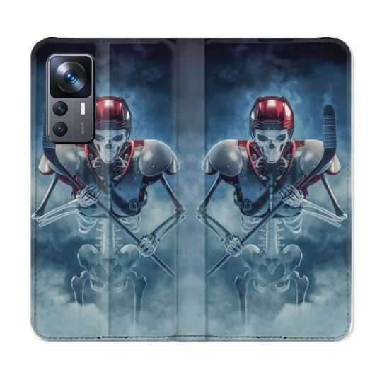 Housse Cuir Portefeuille Pour Xiaomi 12T Sport Hockey Squelette