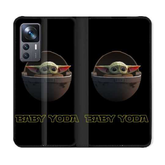 Housse Cuir Portefeuille Pour Xiaomi 12T Star Wars - Yoda bebe noir