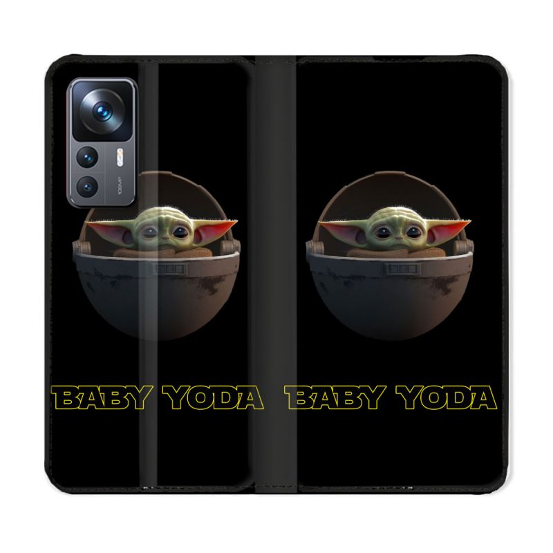 Housse Cuir Portefeuille Pour Xiaomi 12T Star Wars - Yoda bebe noir