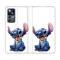 Housse Cuir Portefeuille Pour Xiaomi 12T Stitch Blanc