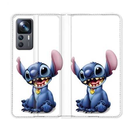 Housse Cuir Portefeuille Pour Xiaomi 12T Stitch Blanc