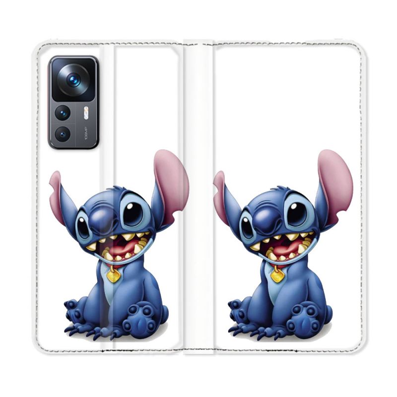 Housse Cuir Portefeuille Pour Xiaomi 12T Stitch Blanc