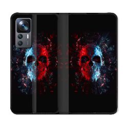 Housse Cuir Portefeuille Pour Xiaomi 12T Tete de Mort Deflagration