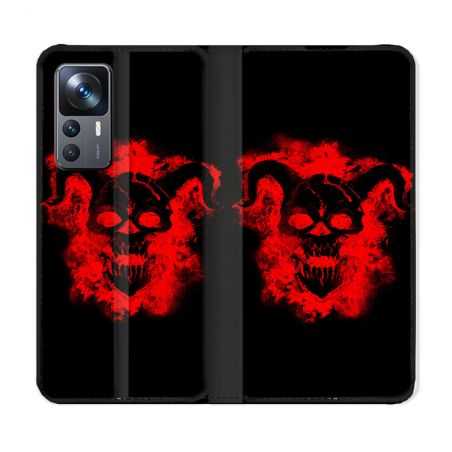 Housse Cuir Portefeuille Pour Xiaomi 12T Tete de Mort Diable