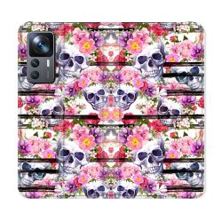 Housse Cuir Portefeuille Pour Xiaomi 12T Tete de Mort Pattern