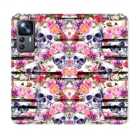 Housse Cuir Portefeuille Pour Xiaomi 12T Tete de Mort Pattern