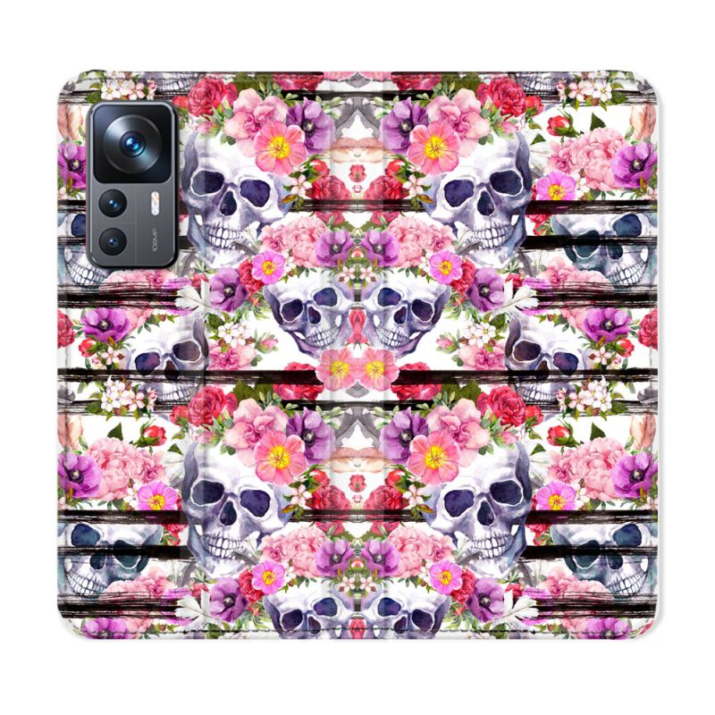 Housse Cuir Portefeuille Pour Xiaomi 12T Tete de Mort Pattern