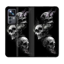 Housse Cuir Portefeuille Pour Xiaomi 12T Tete de Mort Triple