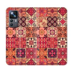 Housse Cuir Portefeuille Pour Xiaomi 12T Texture Carreau Ciment Rouge
