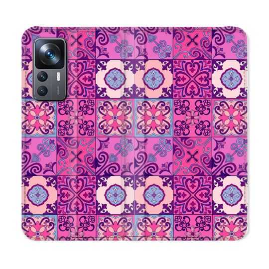 Housse Cuir Portefeuille Pour Xiaomi 12T Texture Carreau Ciment Violet