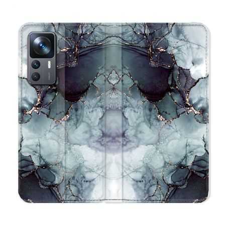 Housse Cuir Portefeuille Pour Xiaomi 12T Texture Marbre Gris