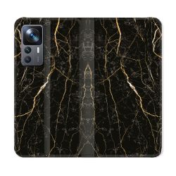 Housse Cuir Portefeuille Pour Xiaomi 12T Texture Marbre Noir
