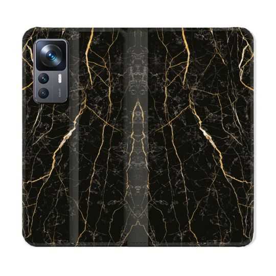 Housse Cuir Portefeuille Pour Xiaomi 12T Texture Marbre Noir