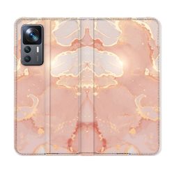 Housse Cuir Portefeuille Pour Xiaomi 12T Texture Marbre Rose