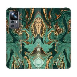 Housse Cuir Portefeuille Pour Xiaomi 12T Texture Marbre Vert