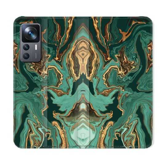 Housse Cuir Portefeuille Pour Xiaomi 12T Texture Marbre Vert