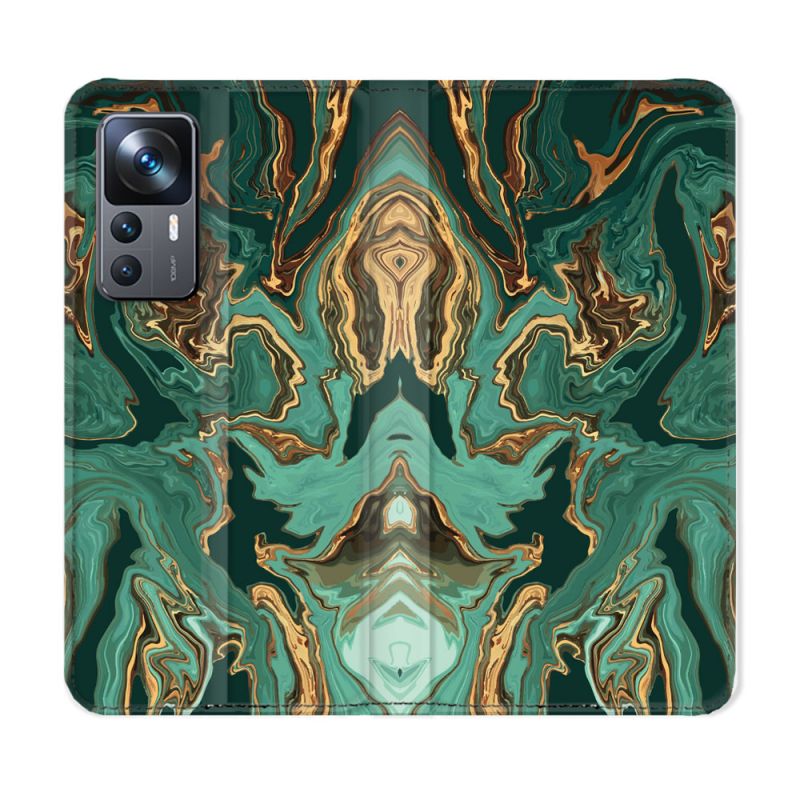 Housse Cuir Portefeuille Pour Xiaomi 12T Texture Marbre Vert