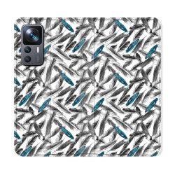Housse Cuir Portefeuille Pour Xiaomi 12T Texture Plume Canard