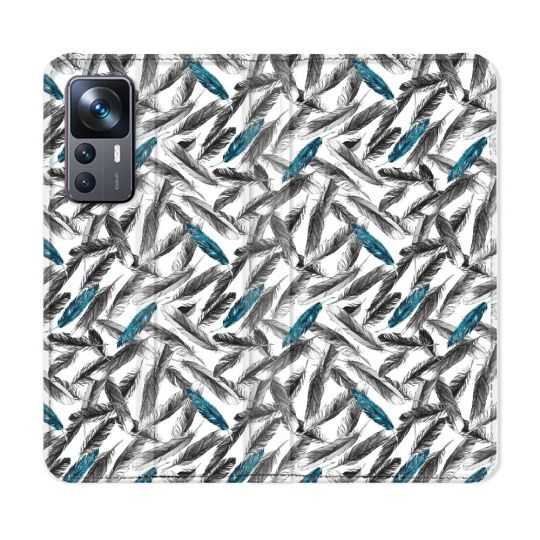 Housse Cuir Portefeuille Pour Xiaomi 12T Texture Plume Canard