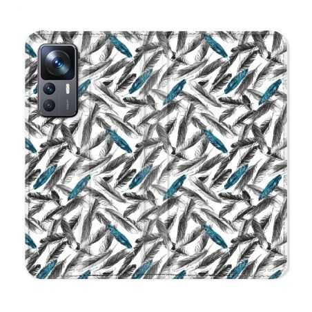 Housse Cuir Portefeuille Pour Xiaomi 12T Texture Plume Canard