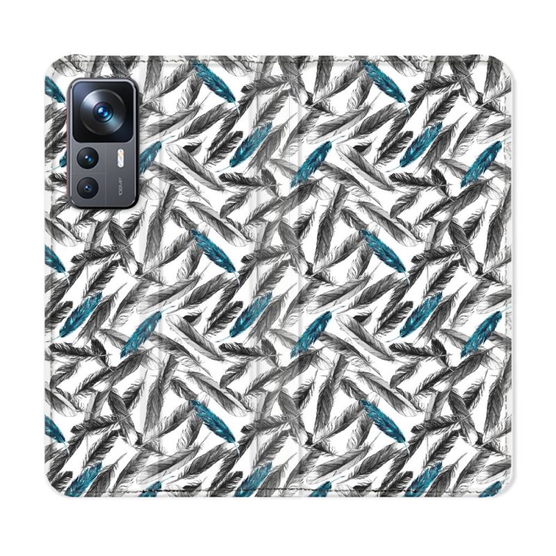 Housse Cuir Portefeuille Pour Xiaomi 12T Texture Plume Canard